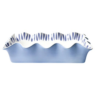 Iris Blue Drop Ruffle Casserole Dish