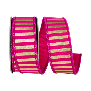 Fuchsia Metallic Stripe Deluxe Ribbon, 1.5" X 5YD