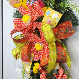 Orange Houndstooth Sunflower Spray