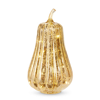 Lighted Gold Glass Pumpkin, Large
