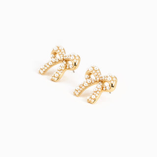 Organic Pearl Pave Bow Earrings
