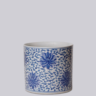 Blue and White Scrolling Lotus Cachepot