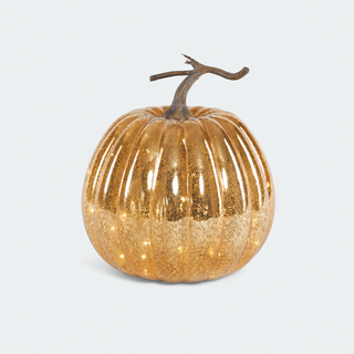 Lit Glass Pumpkin with Stem