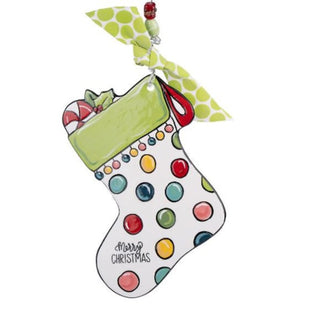 PEPPERMINT POLKA DOT STOCKING FLAT ORNAMENT