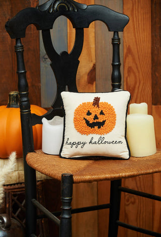 Halloween Happy Jack-o'-Lantern Pumpkin Mini Throw Pillow