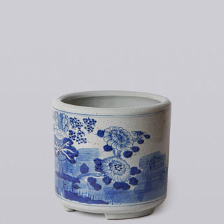 Blue and White Porcelain Four Seasons Footed Cachepot