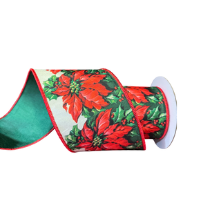 Classic Poinsettia Ribbon, 4" X 10YD