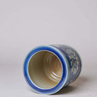 Blue and White Large Floral Cachepot