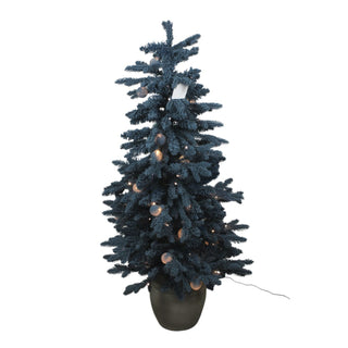 4' Navy Flocked Christmas Tree Pre-Lit