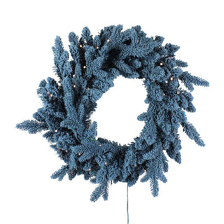 Flocked Snow Pine Lit Wreath, Navy