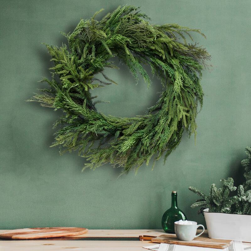 Regency 26" Cyprus/ Norfolk Pine Wreath - Thumbnail 3