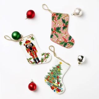 Holly Embroidered Mini Stocking