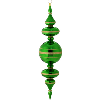 Oversized Stripe Finial Ornament, Green