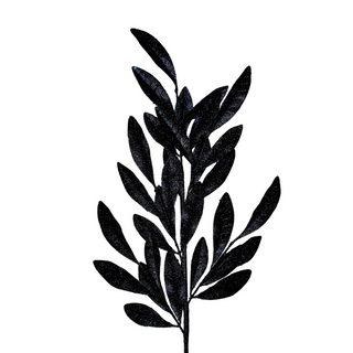 Blue Glitter Laurel Leaves Spray