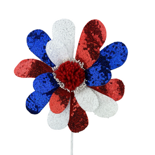 Sequin Patriotic Daisy Spray