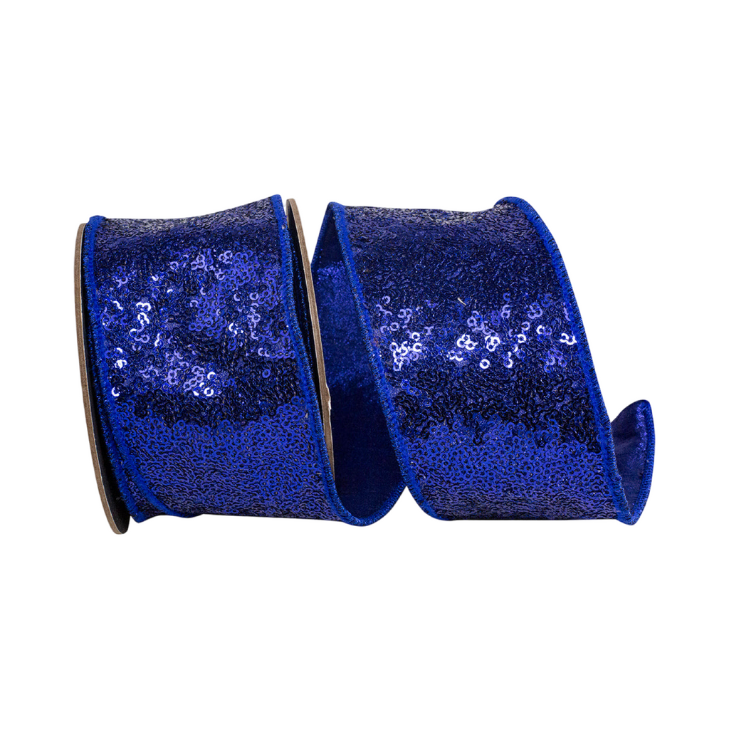 Royal Blue Metallic Sequin Ribbon, 2.5