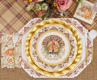 Turkey & Gourds by Rosanne Beck Wavy Dinner Plates