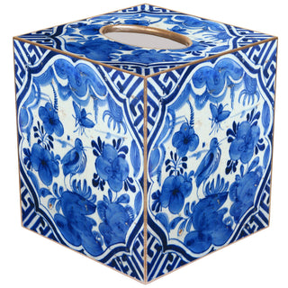 Blue Delft Bird on Blue & White Tissue Box Cover