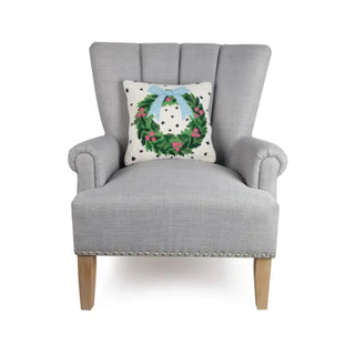 Polka Dot Wreath Hooked Pillow
