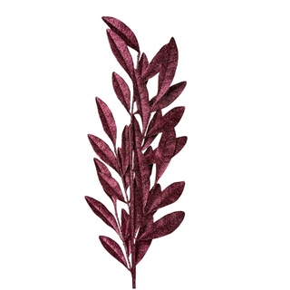 Pink Glitter Laurel Leaves Spray