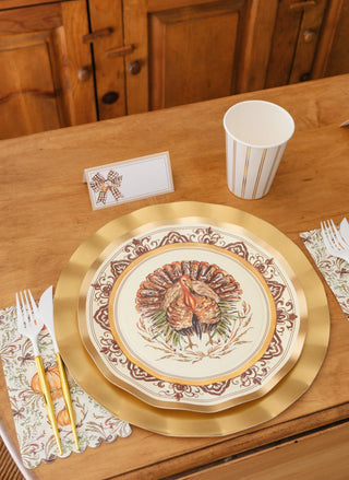 Turkey & Gourds by Rosanne Beck Wavy Dinner Plates