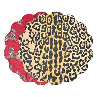 VIDA Cheetah and Zebra Reversible Round Placemat Set