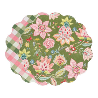 VIDA Tropical Floral and Preppy Plaid Reversible Placemat Set