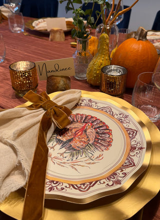 Turkey & Gourds by Rosanne Beck Wavy Dinner Plates