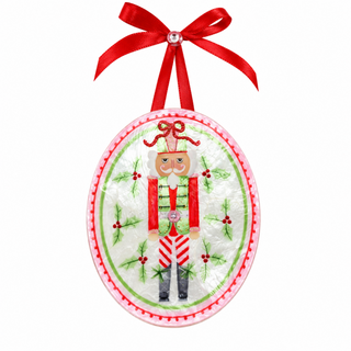 Handmade Oval Capiz Nutcracker Ornaments
