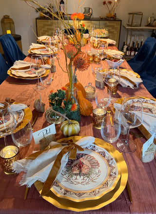 Turkey & Gourds by Rosanne Beck Wavy Dinner Plates