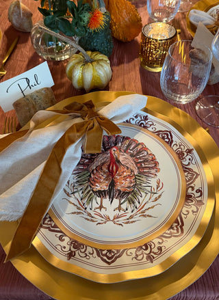 Turkey & Gourds by Rosanne Beck Wavy Dinner Plates