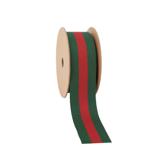 Green & Red Striped Ribbon, 1.5" X 10YD