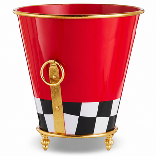 Red & Black Checkered Footed Planter
