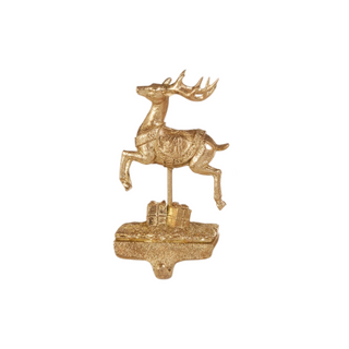 Golden Santa Reindeer Stocking Holder