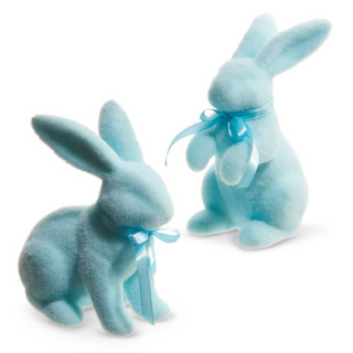 Pastel Blue Flocked Bunny