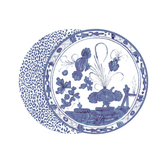 VIDA Faenza and Leopard Reversible Placemats, Set of 4 (Blue)