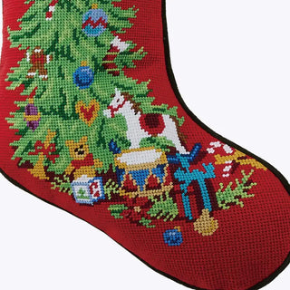 Christmas Tree Embroidered Stocking, Green
