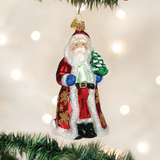 Glistening Golden Santa Ornament