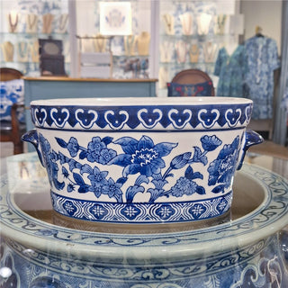 Blue and White Floral Chinoiserie Basin