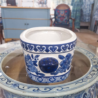 Blue and White Floral Chinoiserie Basin