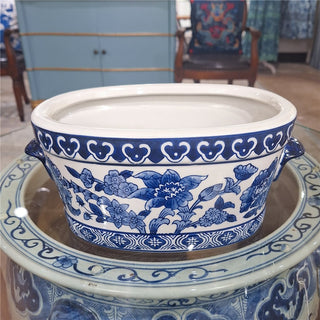 Blue and White Floral Chinoiserie Basin