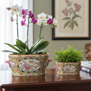 Rose Medallion Porcelain Cachepot