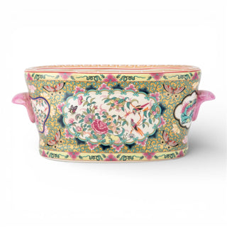 Rose Medallion Porcelain Cachepot