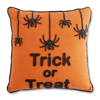 Orange Square Beaded Trick or Treat Pillow