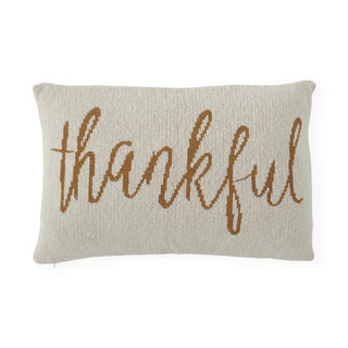 Thankful Script Knit Pillow