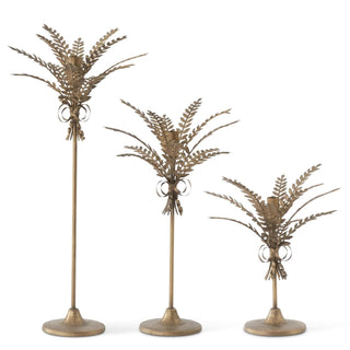 Antique Gold Wheat Taper Candleholder Set