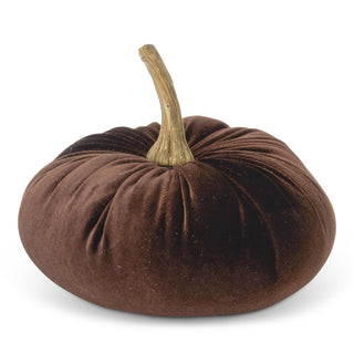Dark Brown Velvet Stuffed Pumpkin, Small
