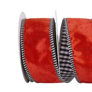 Velvet Plush Gingham Ribbon, 2.5" X 5YD