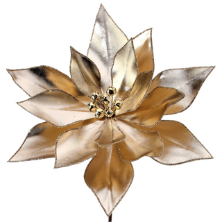 Retro Champagne Jingle Bell Poinsettia Stem