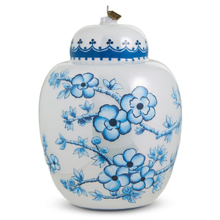 White Ginger Jar Ornament, 8"